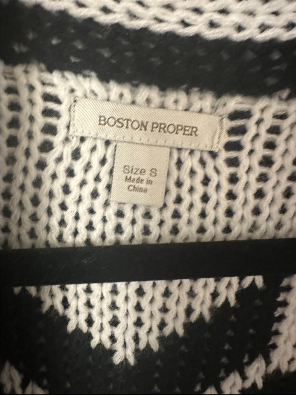 Boston Proper Black White Snowflake Waterfall Cardigan Sweater Vest Vintage - Picture 4 of 6
